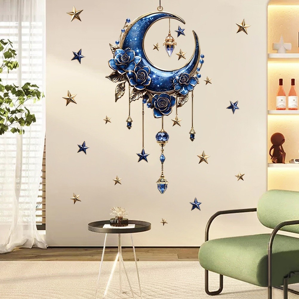 PVC Ramadan Wall Sticker with Moon and Star for Bedroom Kitchen Decoration