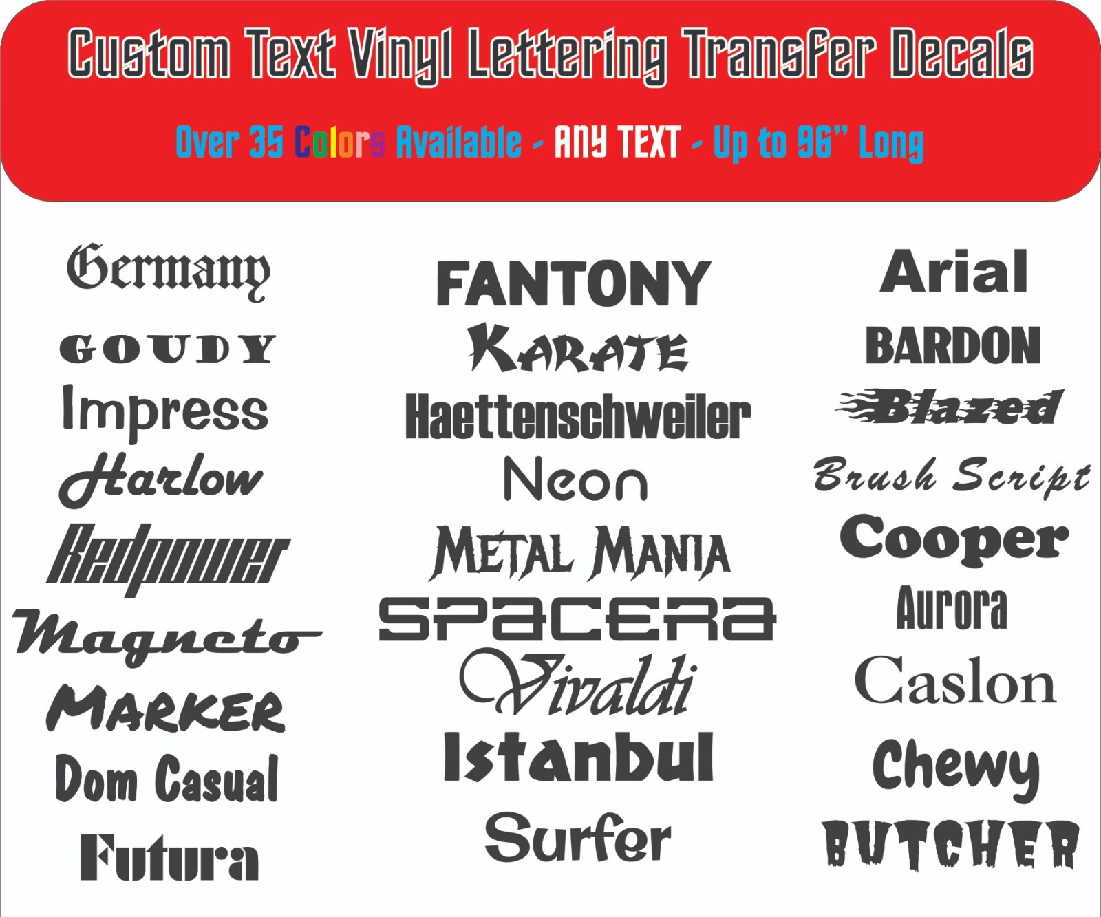 Custom Vinyl Decal Sticker – Personalized Text, Name, Logo, Lettering, Wall, Car