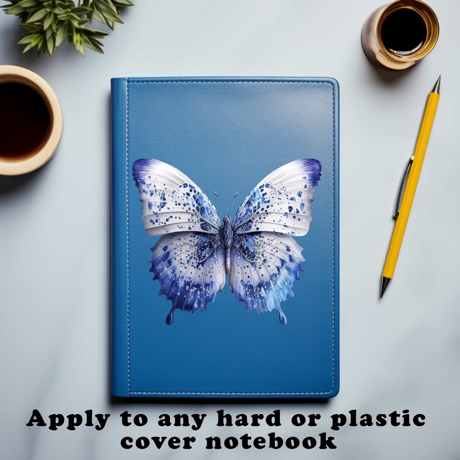Blue and White Butterfly UV DTF Transparent Sticker / Decal