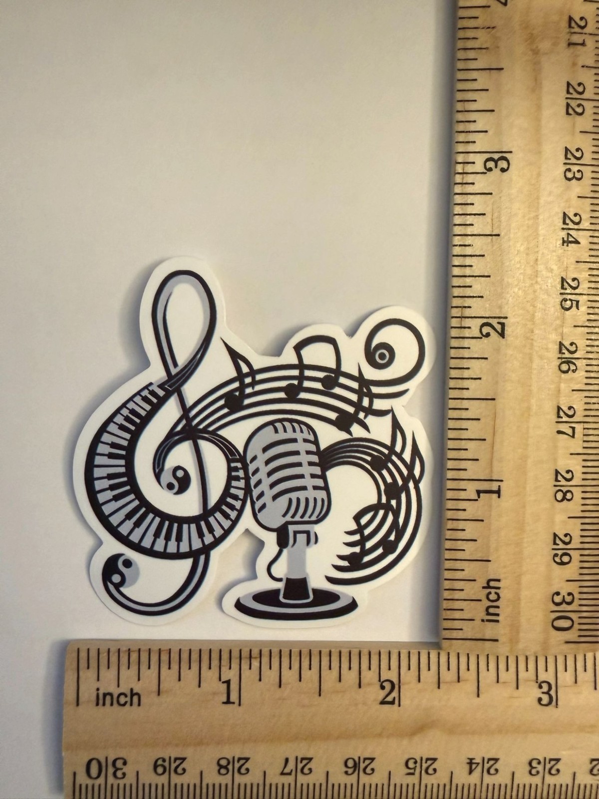 Retro Microphone Music Sticker Treble Clef Piano Keys Waterproof Vinyl No98