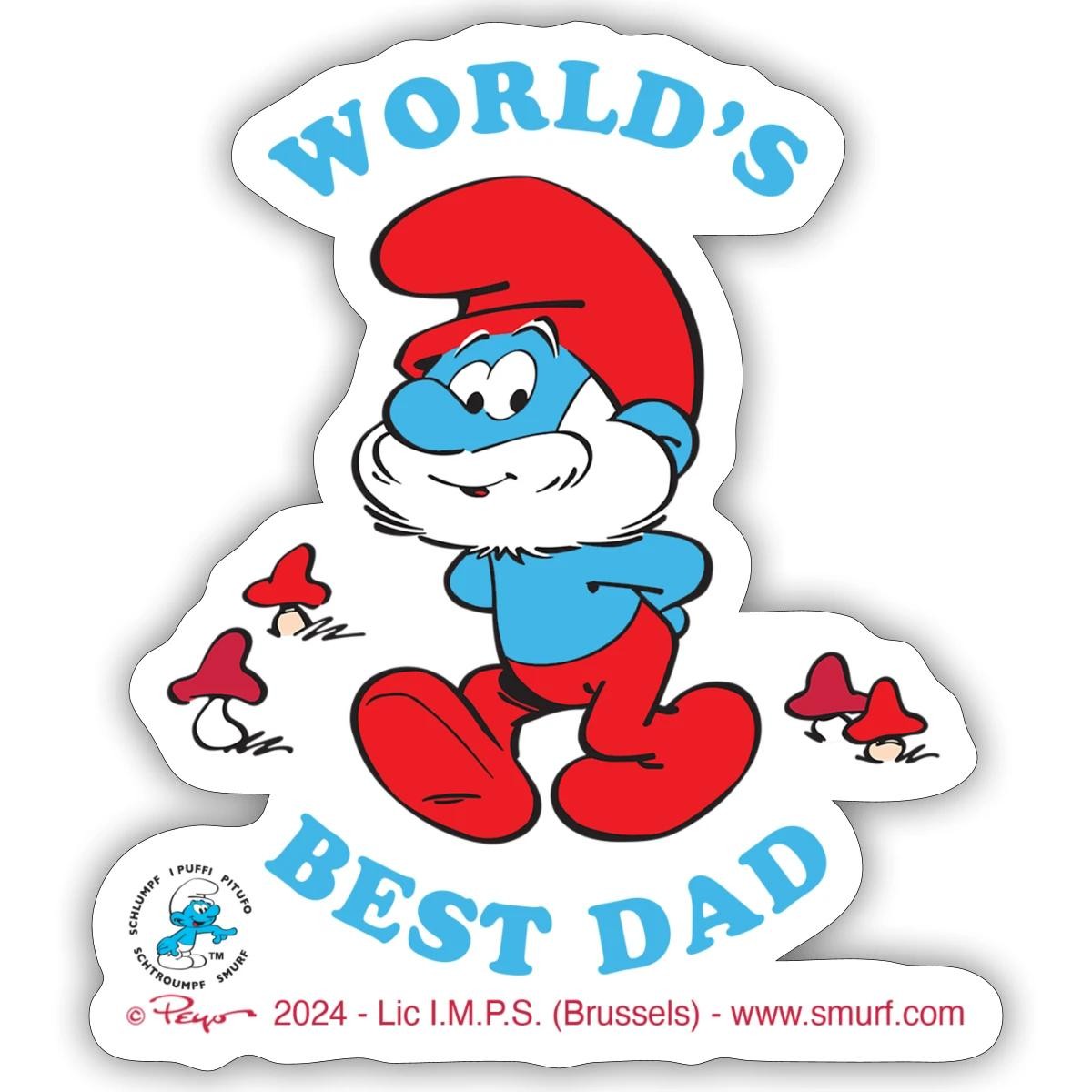 The Smurfs Papa Smurf World's Best Dad Sticker, max. 4 x 4"