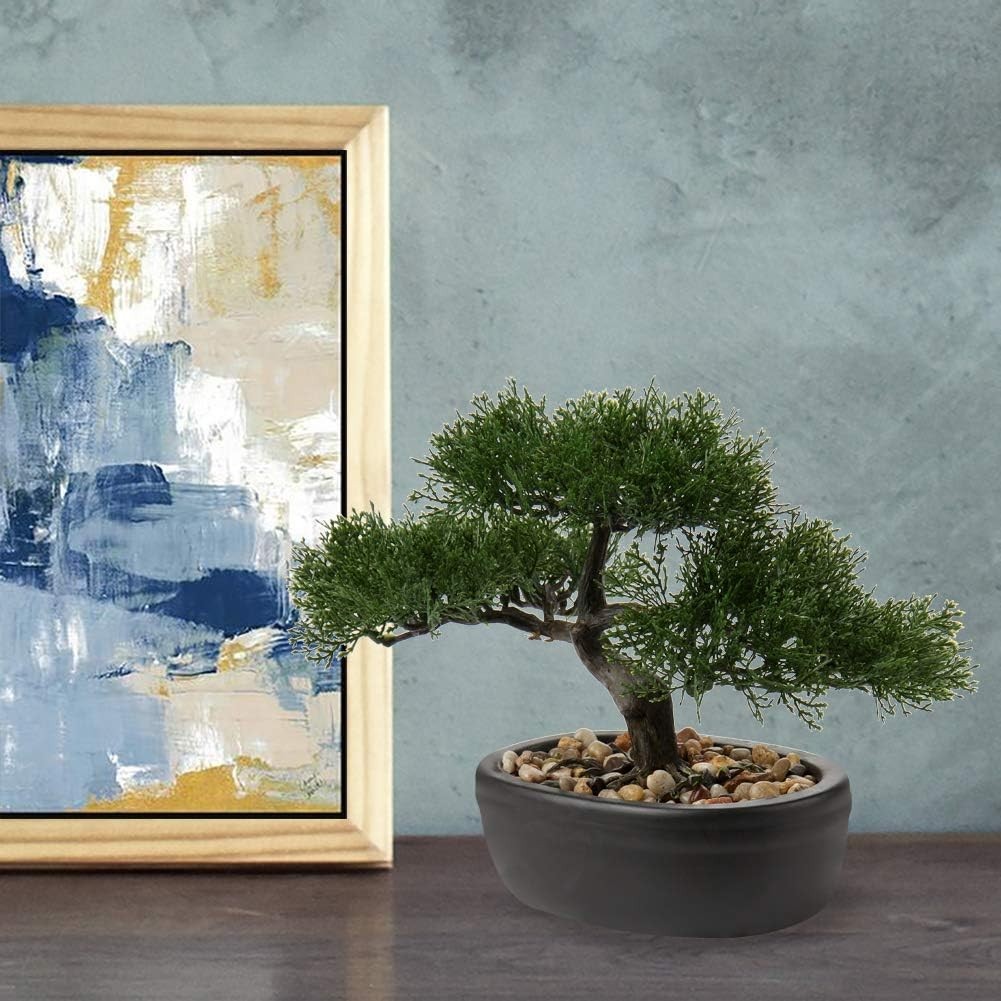 Compact Juniper Bonsai Tree – Low Maintenance Indoor Faux Plant for All Seasons