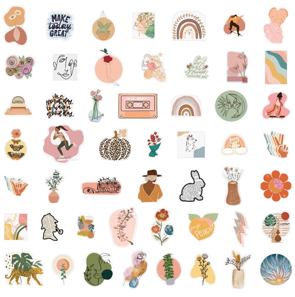 200pcs Retro Cottagecore Vintage Vinyl Sticker Waterproof Decal，#106107186