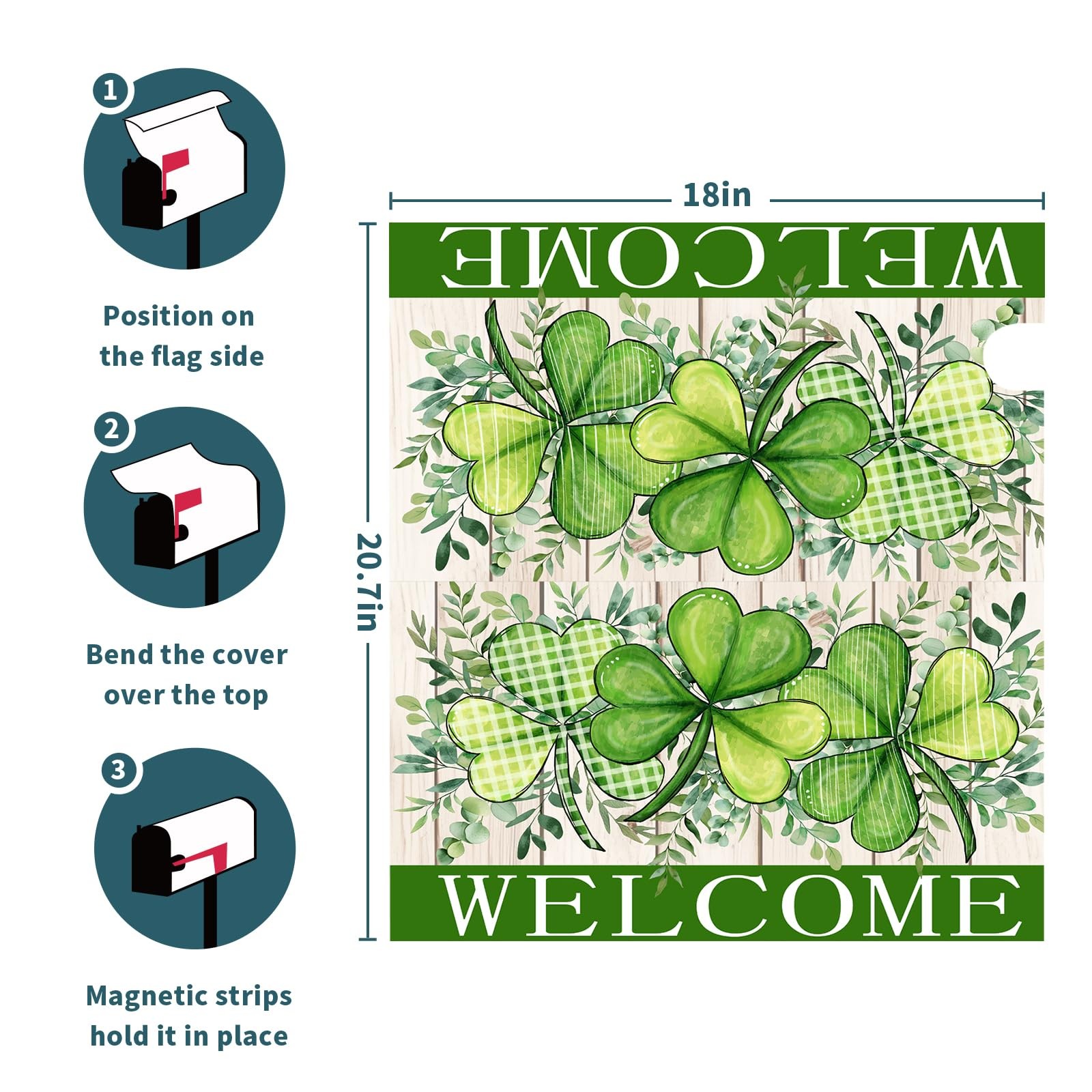 St. Patrick's Day Mailbox Covers Magnetic Standard Size 21"x18" Spring Mailbox C