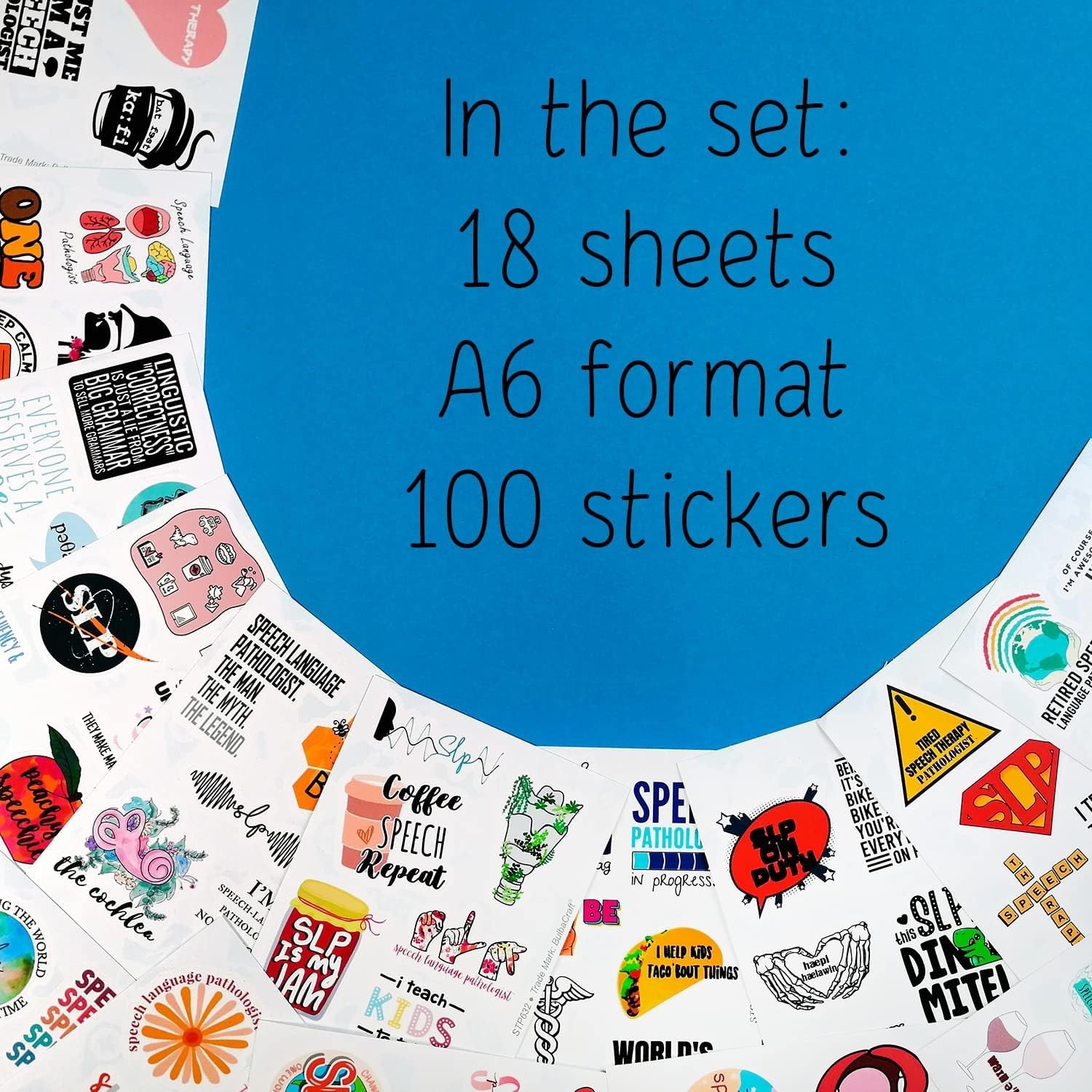 100 Fun SLP Stickers – Waterproof Vinyl – Perfect for Speech Therapy Gifts