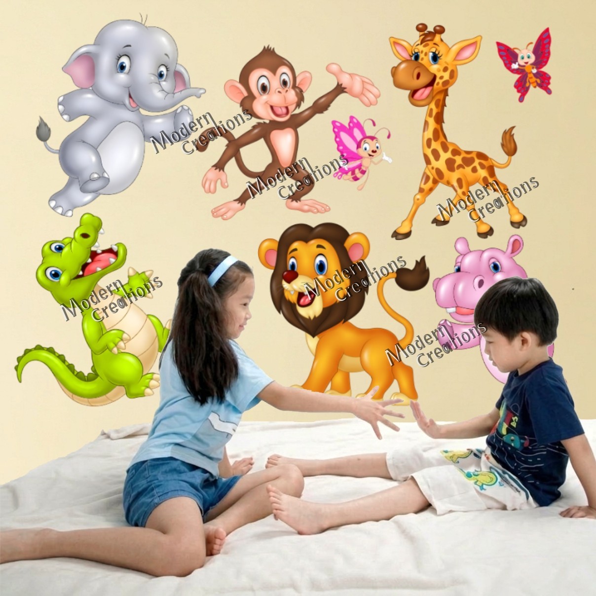 Jungle Animals Wall Decals Stickers Kids Room Nursery Decor Removable Waterproof