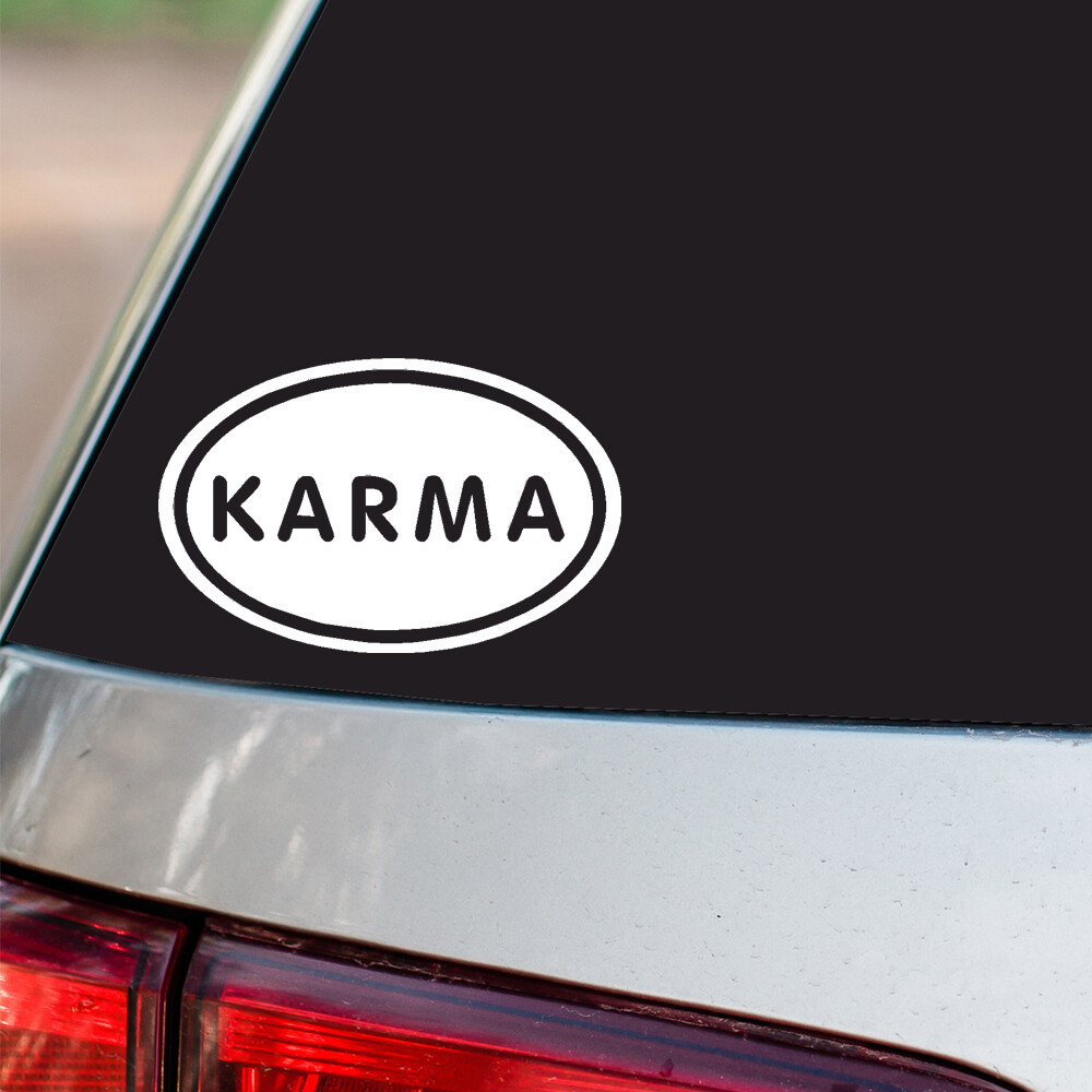 KARMA Sticker Destiny Fate Euro Oval Sticker all chrome and regular vinyl colors