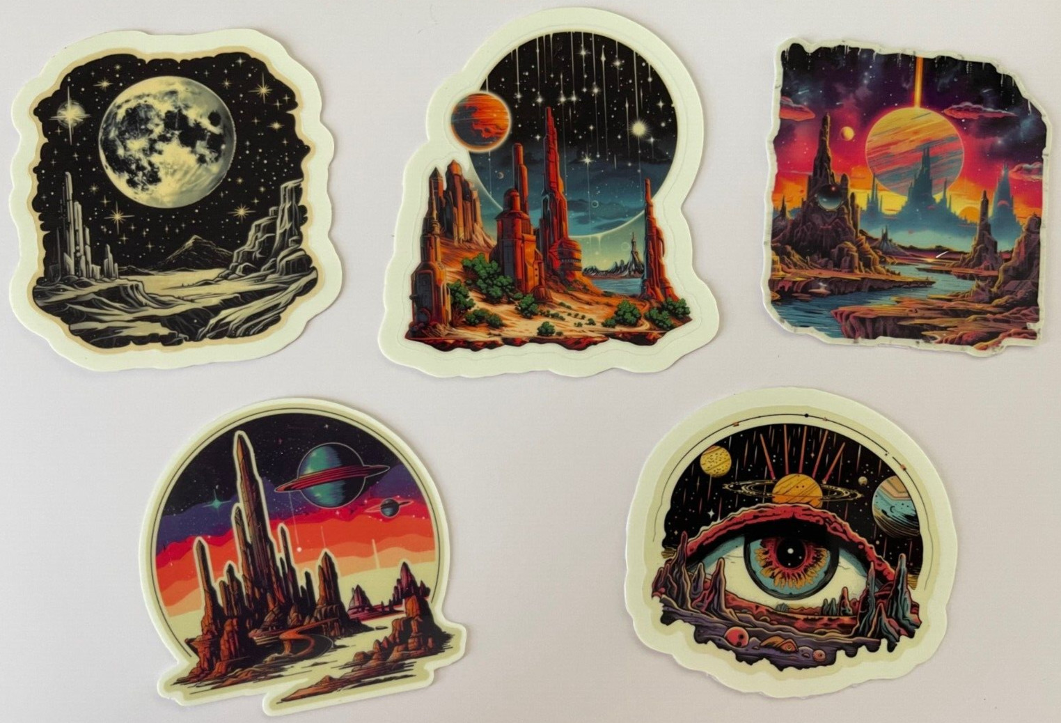 Other Worlds Glow in the Dark Stickers Sci-Fi Fantasy Art Space Planets Laptop