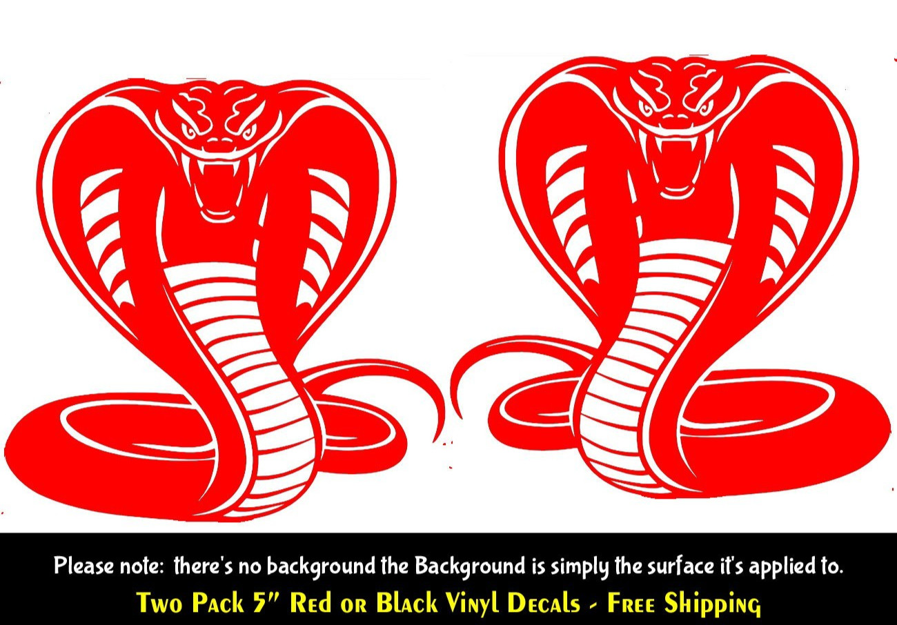 Cobra Ready to Strike Two Pack 5" Vinyl Decals Mirrored Car Truck Window
