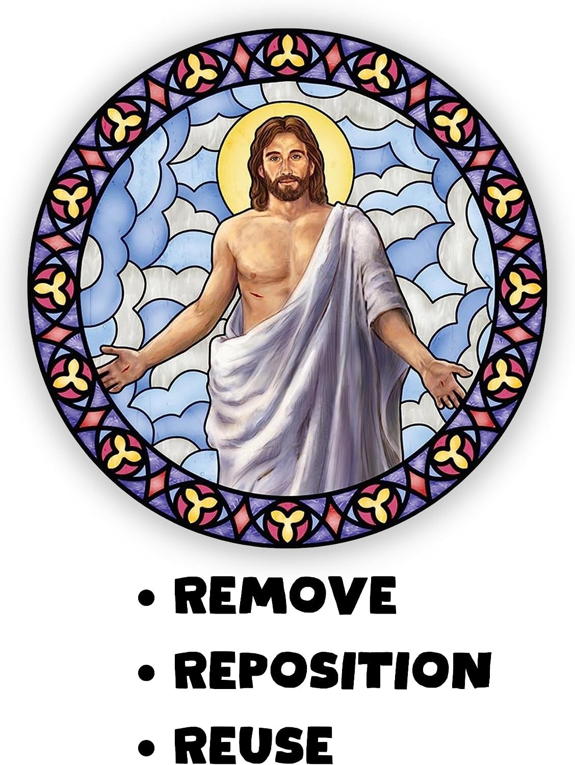 Risen Christ Window Cling Decorative Religious Decal for Home 5.75 In Pack of 3