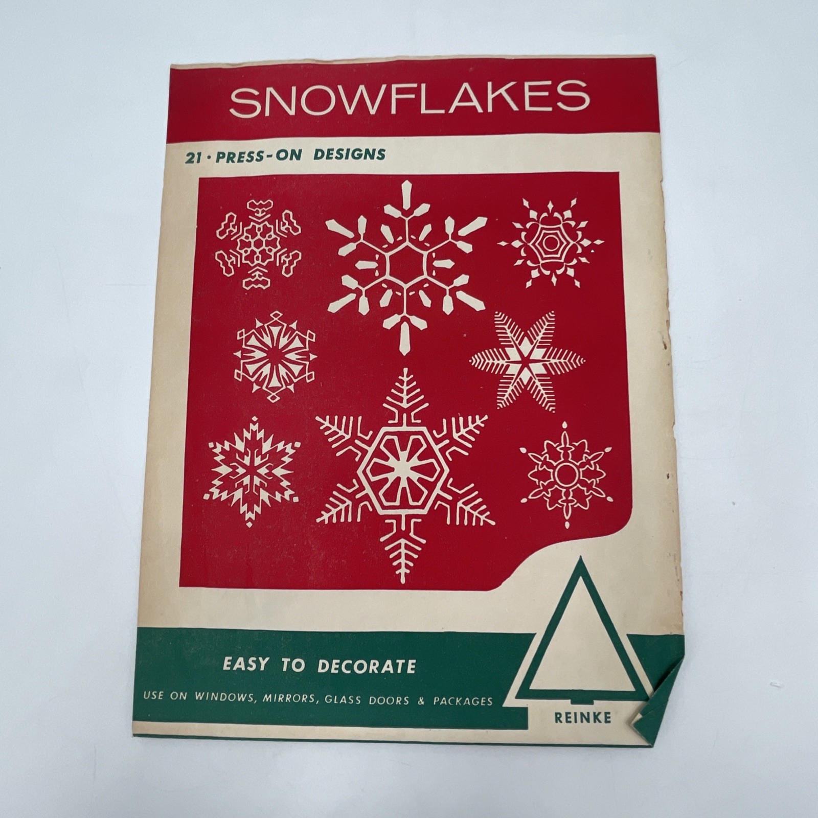 Vintage Reinke Christmas Window Clings 21 Press-On Snowflake Designs NEW SEALED