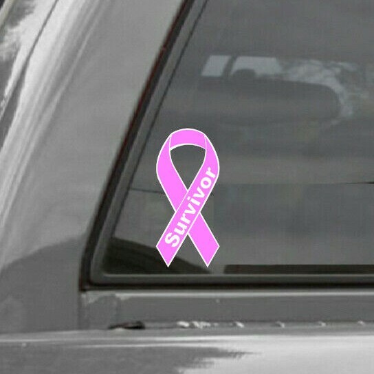 Breast Cancer SURVIVOR Ribbon Car Vinyl Decal Sticker PINK/WHITE