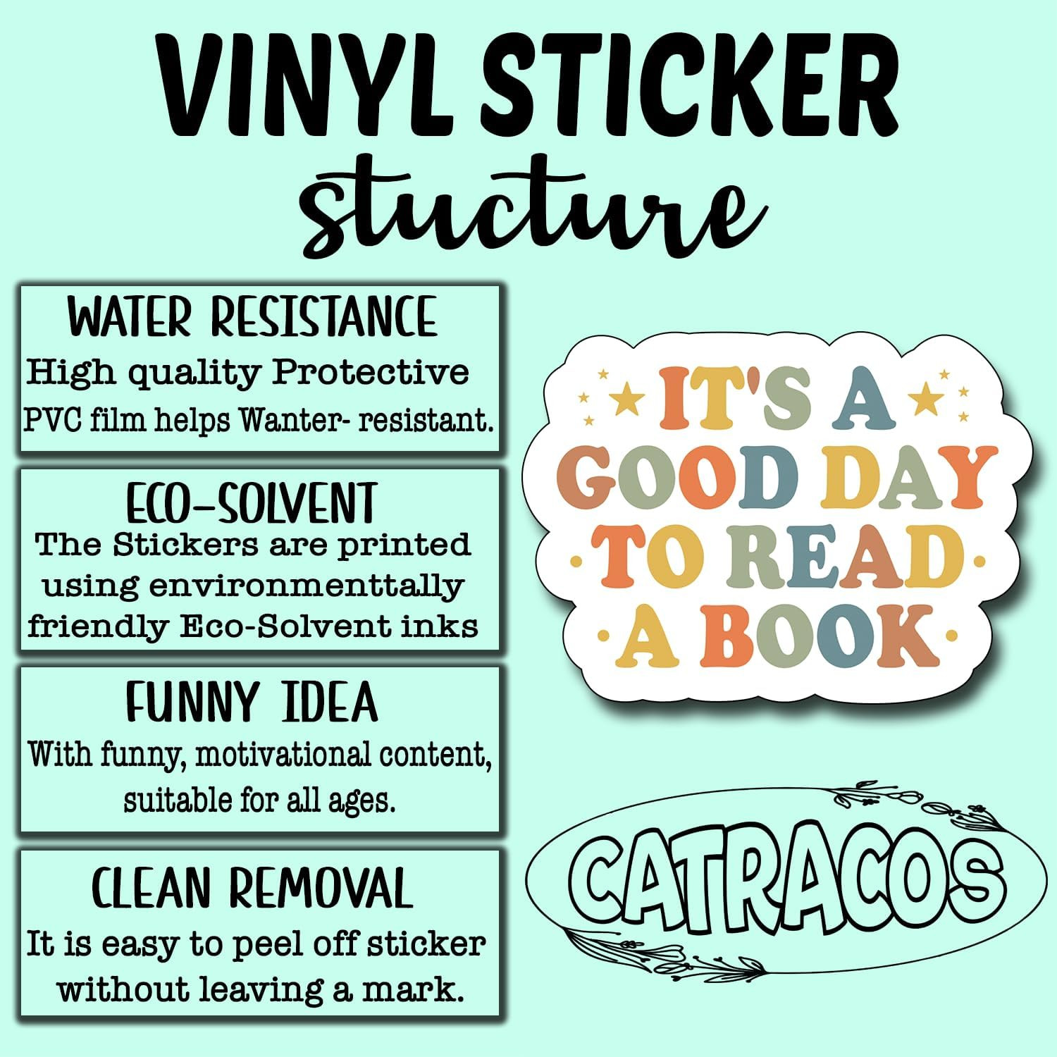(3Pcs) It'S a Good Day to Read a Sticker, Decorate Books Laptop , Water Bottles
