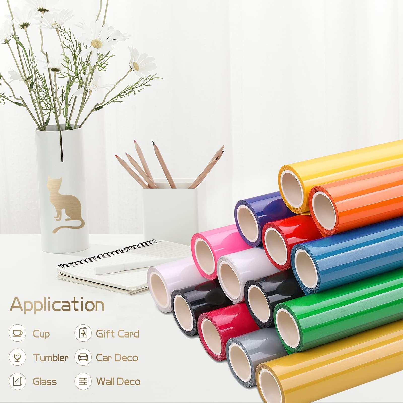 Brushed Gold Permanent Adhesive Vinyl Roll – 12" x 15 FT Premium Permanent Vi…