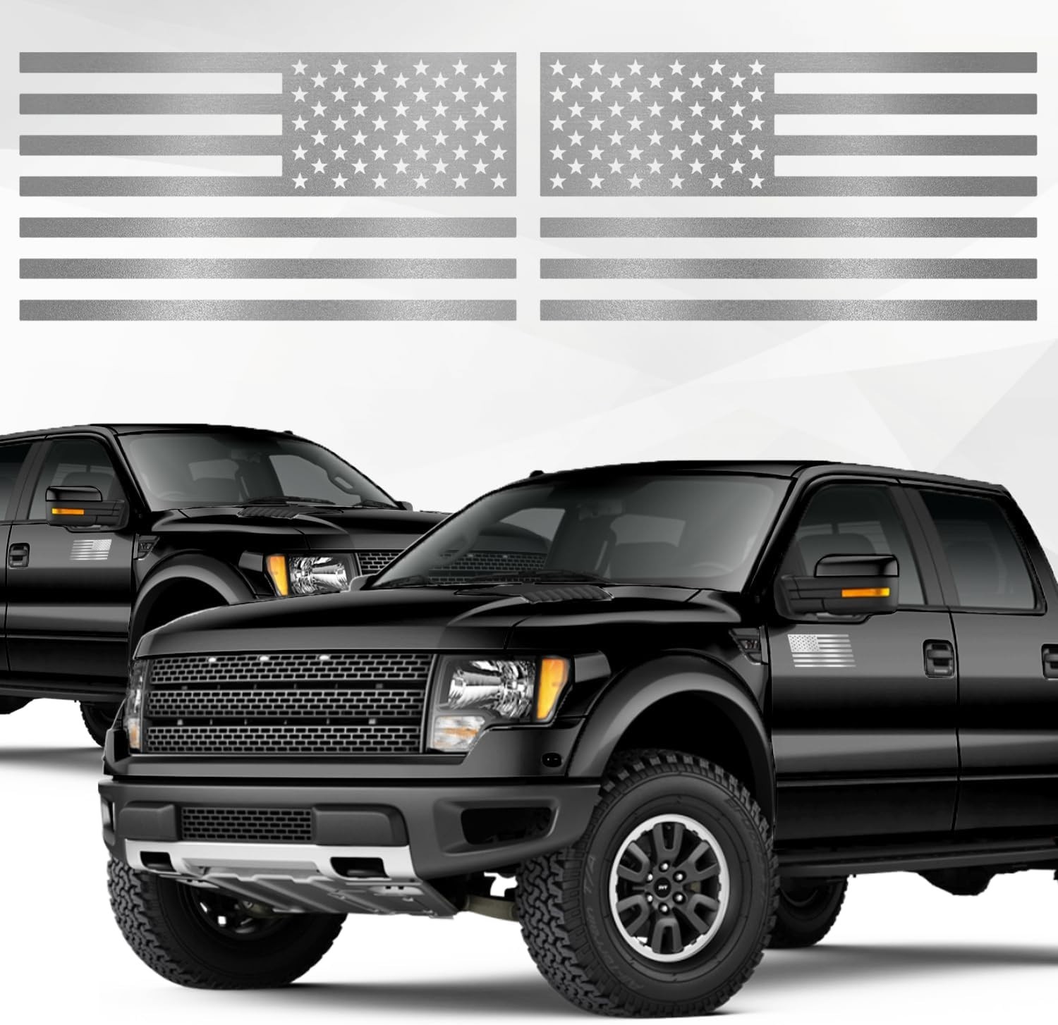 GRITKULTURE Subdued American Flag Decal Transfer Stickers for Reflective Silver