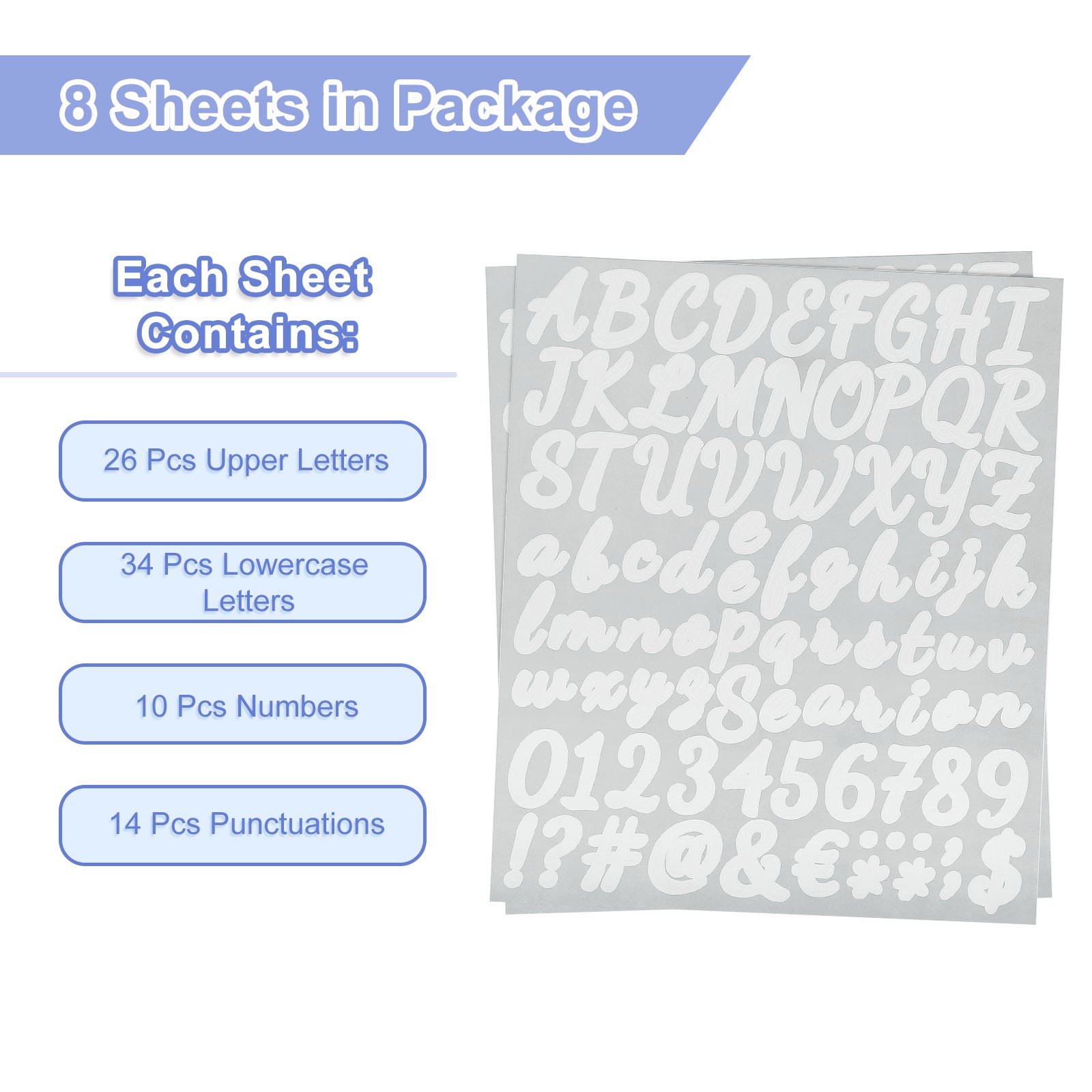 Stickers Numbers & Letters Self Adhesive 672pcs (White, 2.5cm) DIY