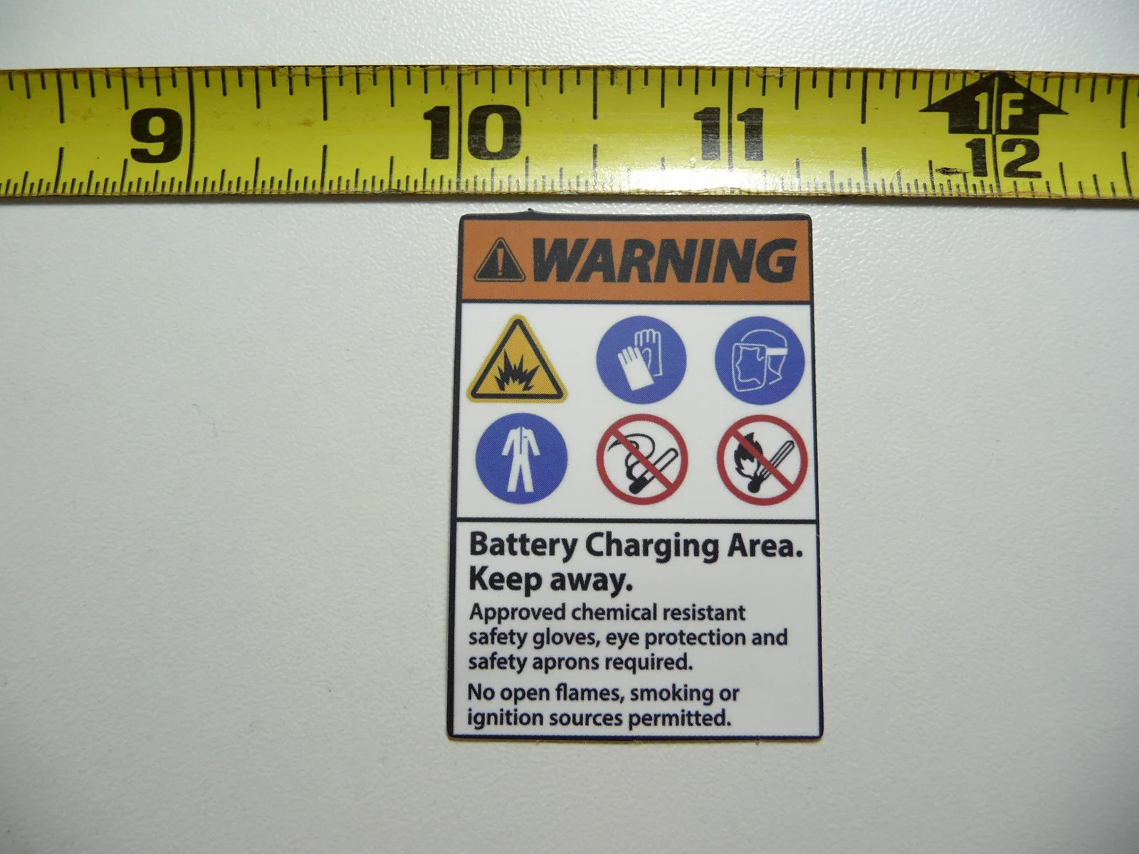 WARNING BATTERY CHARGING AREA SMALL STICKER DECAL LITTLE MINI SIGN