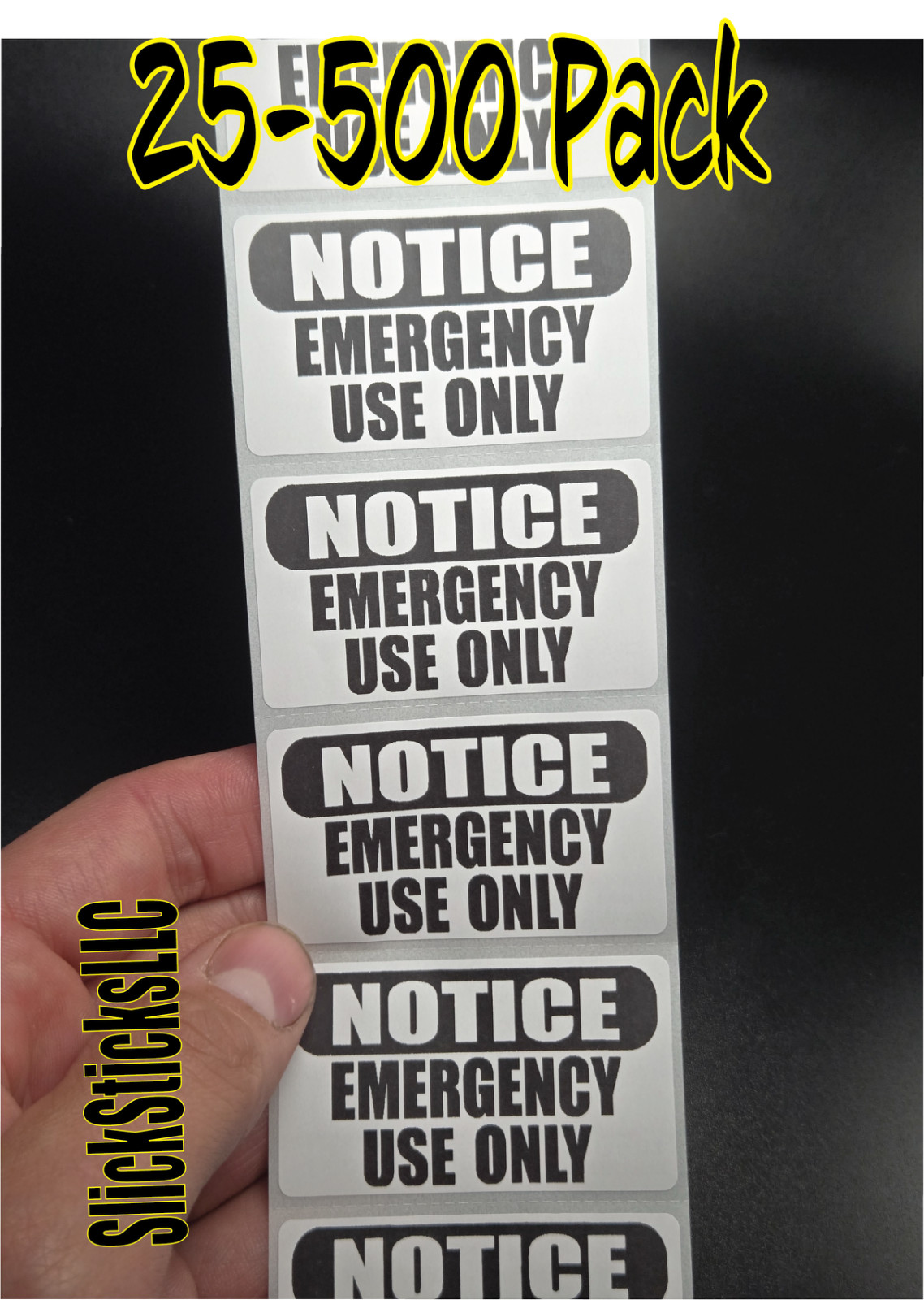 EMERGENCY USE ONLY 25-500Pack bulk stickers gag prank decals medical label box