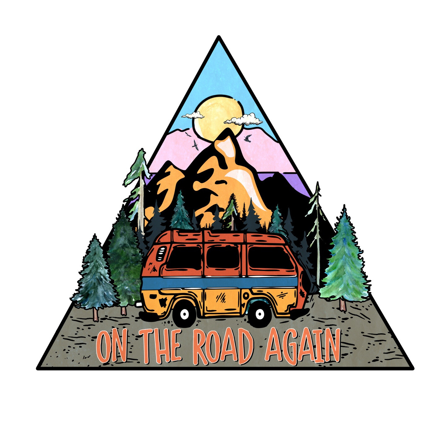 Camping Phone Sticker (2 inch) On The Road Again Family Hike Travel