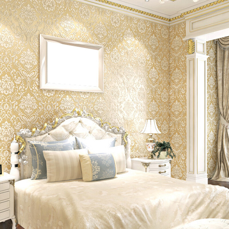 3D Embossed Flower Glitter Wallpaper Embossed Non-Woven Textured Wall Decor-