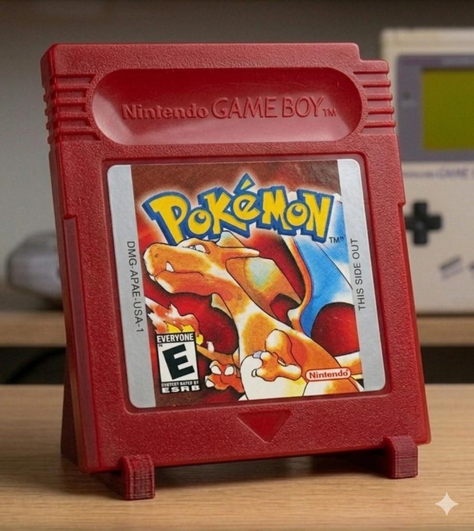 Oversized Pokemon Red Game Boy Cartridge Replica 3D Printed Charizard Display
