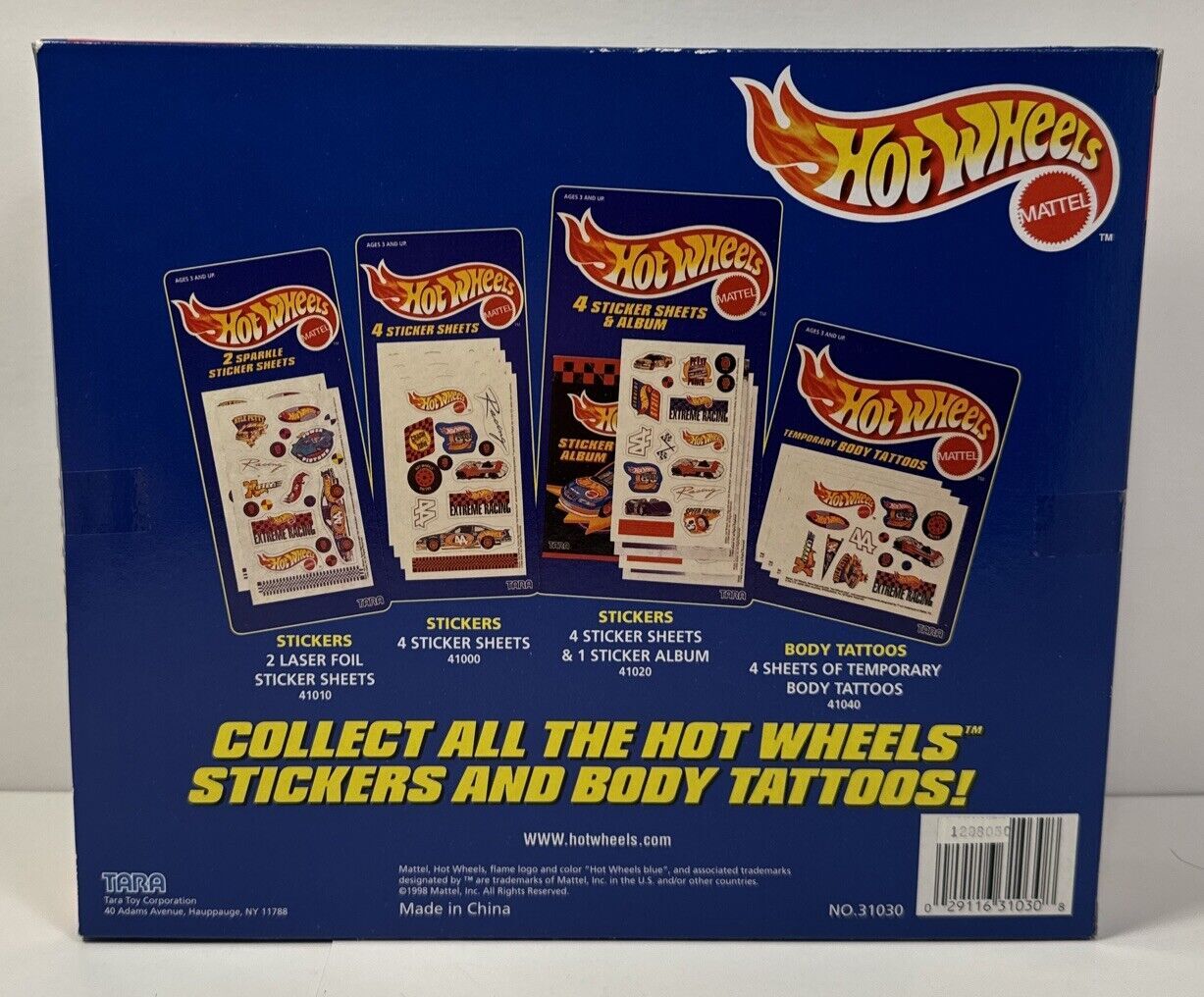 Vintage (1998) Hot Wheels 300 Sparkling Foil & Full Color Stickers Set
