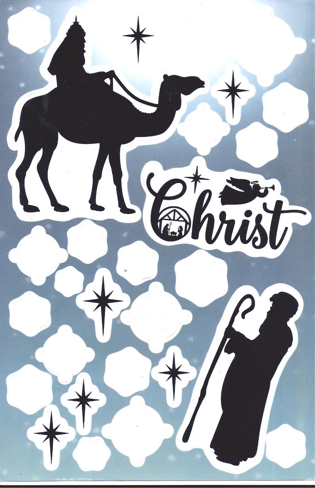 9 PANELS – CHRISTMAS NATIVITY WINDOW CLINGS Decorations Total 5 Foot Long $6Ship