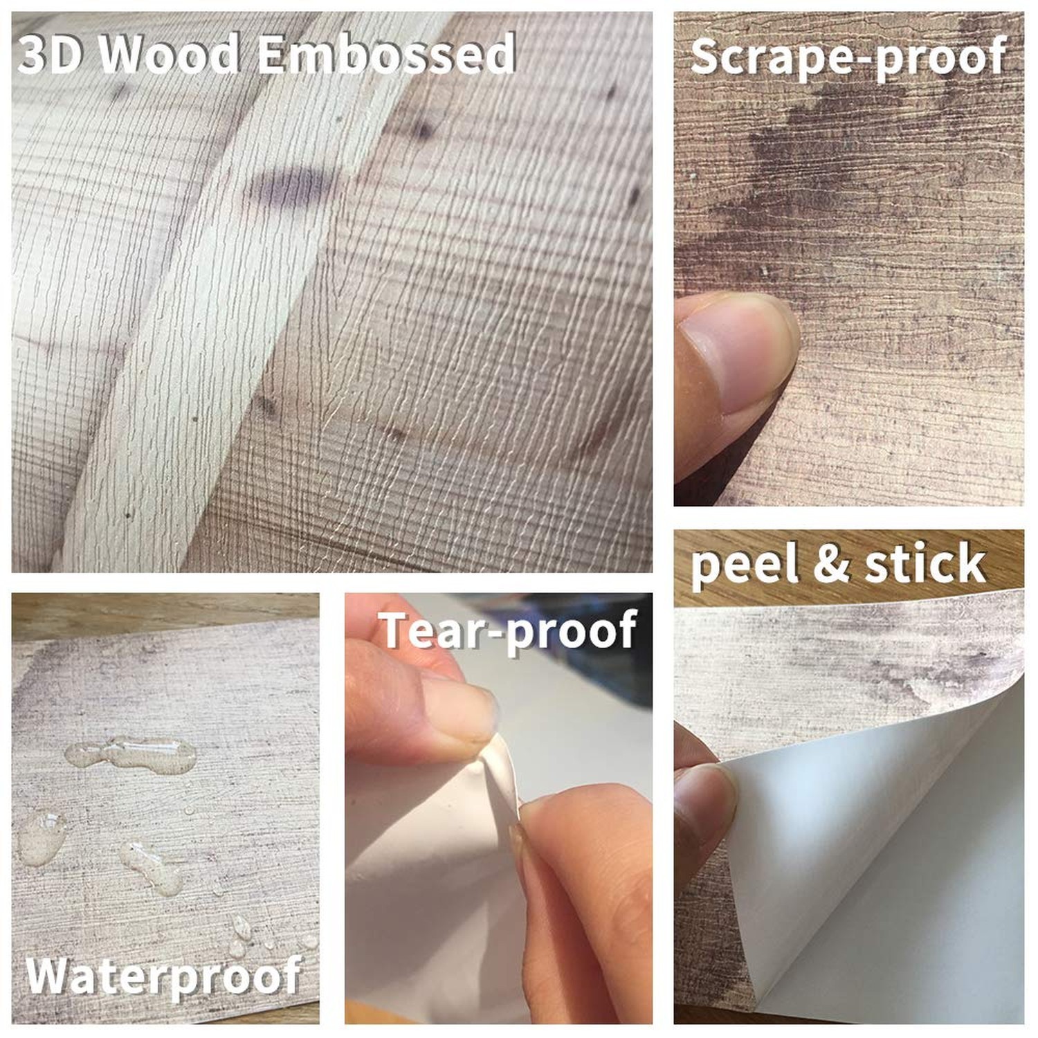 Modern Art 3D Wooden Effect Door Sticker, Peel and Stick Vinyl Door Mural Dec…