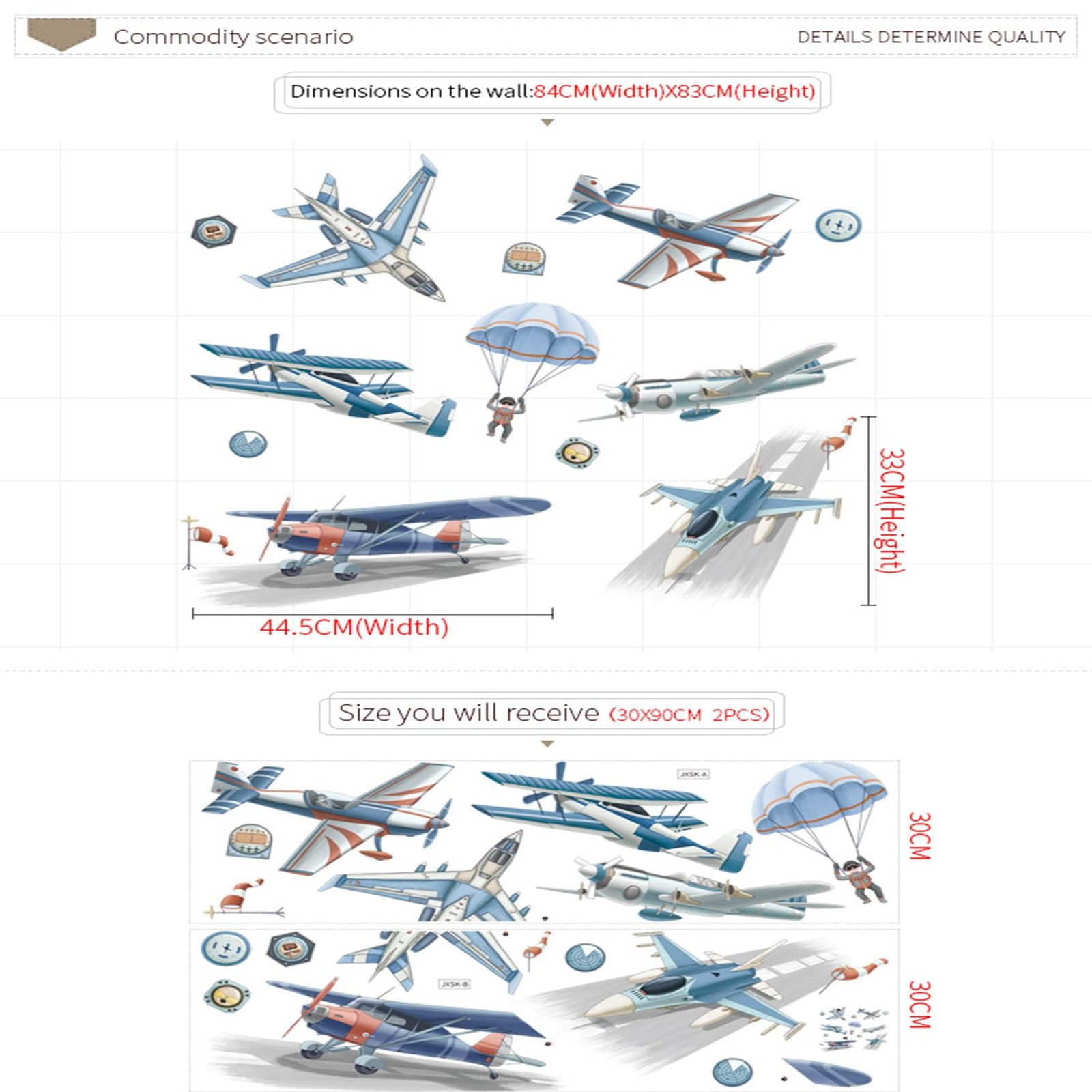 Airplane Wall Decals Airplanes for Kids Airplane Art Space Decor for Boys Room