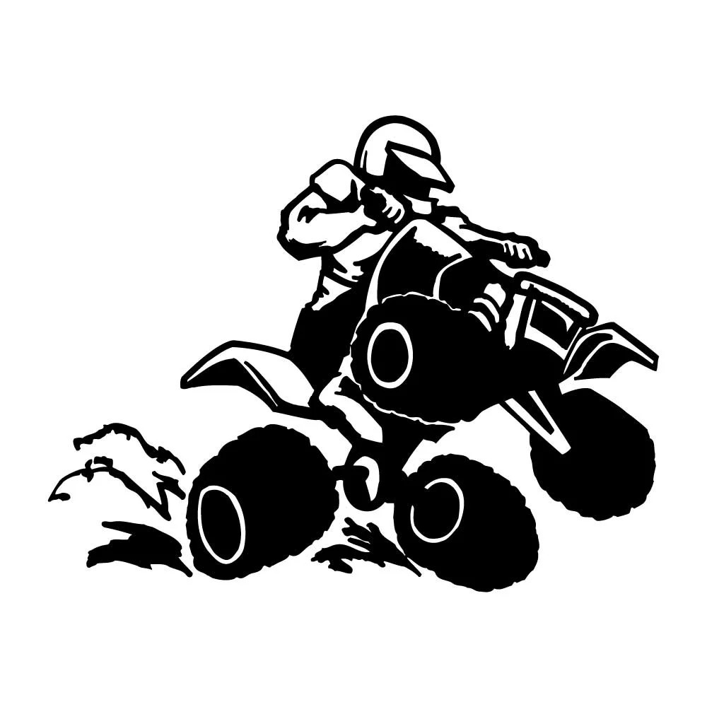 Quad Racer ATV 4 Four Wheeler Decal Sticker Black Die Cut Vinyl