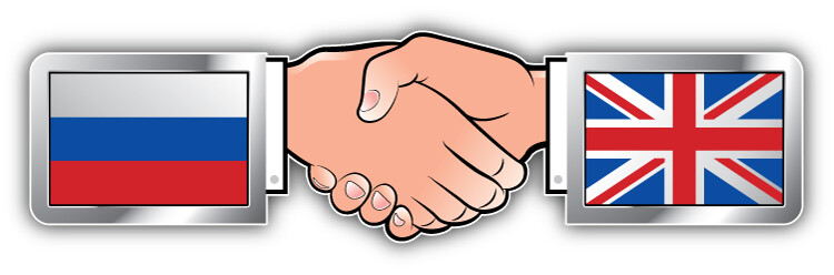Russia United Kingdom Hand Shaking Flags Car Bumper Sticker Decal