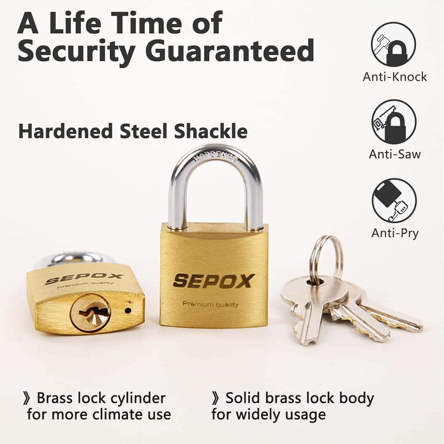 8-Pack Padlock Keyed-Alike: Ultra-Durable Solid-Brass Body 1-3/16" 30mm, Ant…
