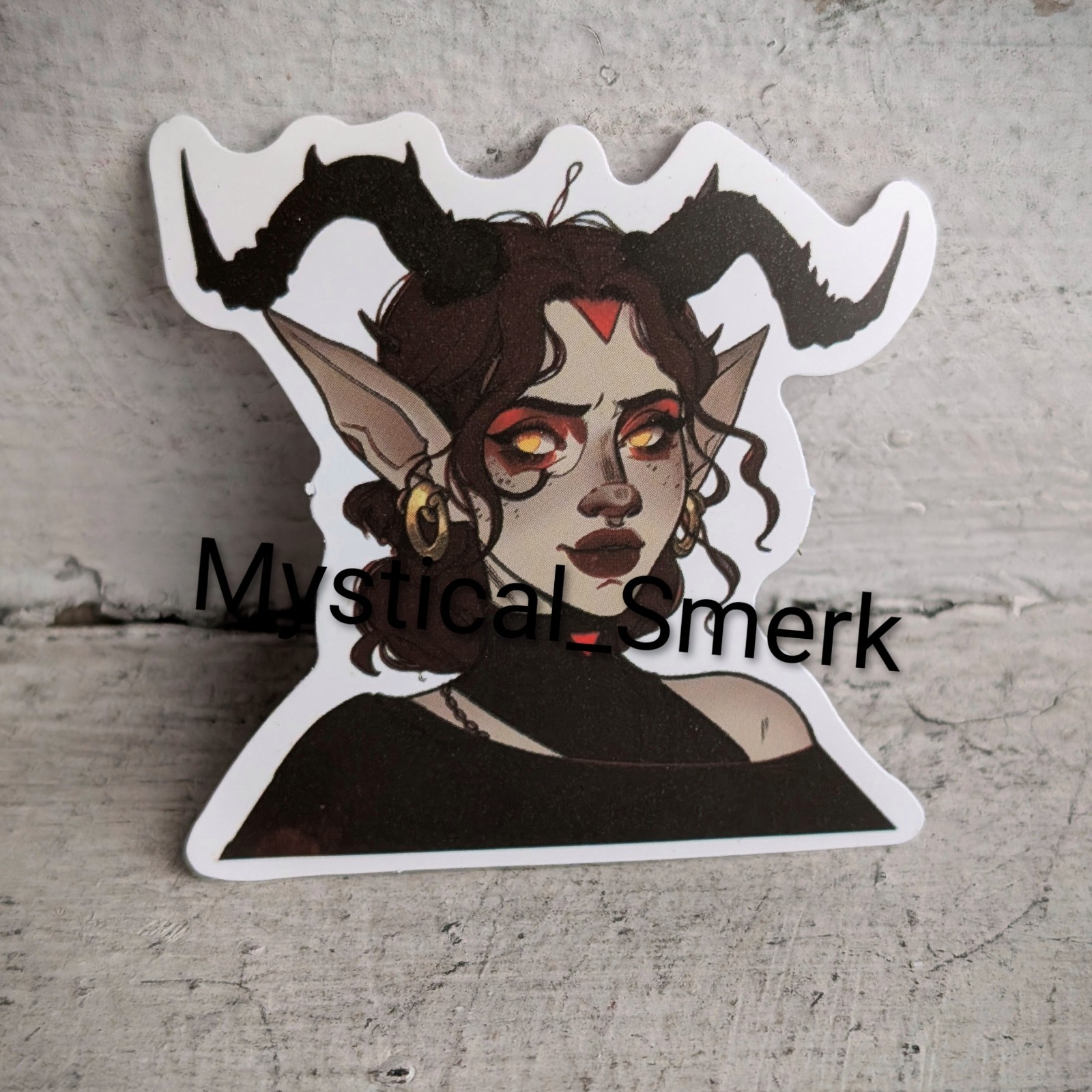 Haunted Doll Active Spirit Demon Girl With Horns Death Shy Dark Sticker 1Pc