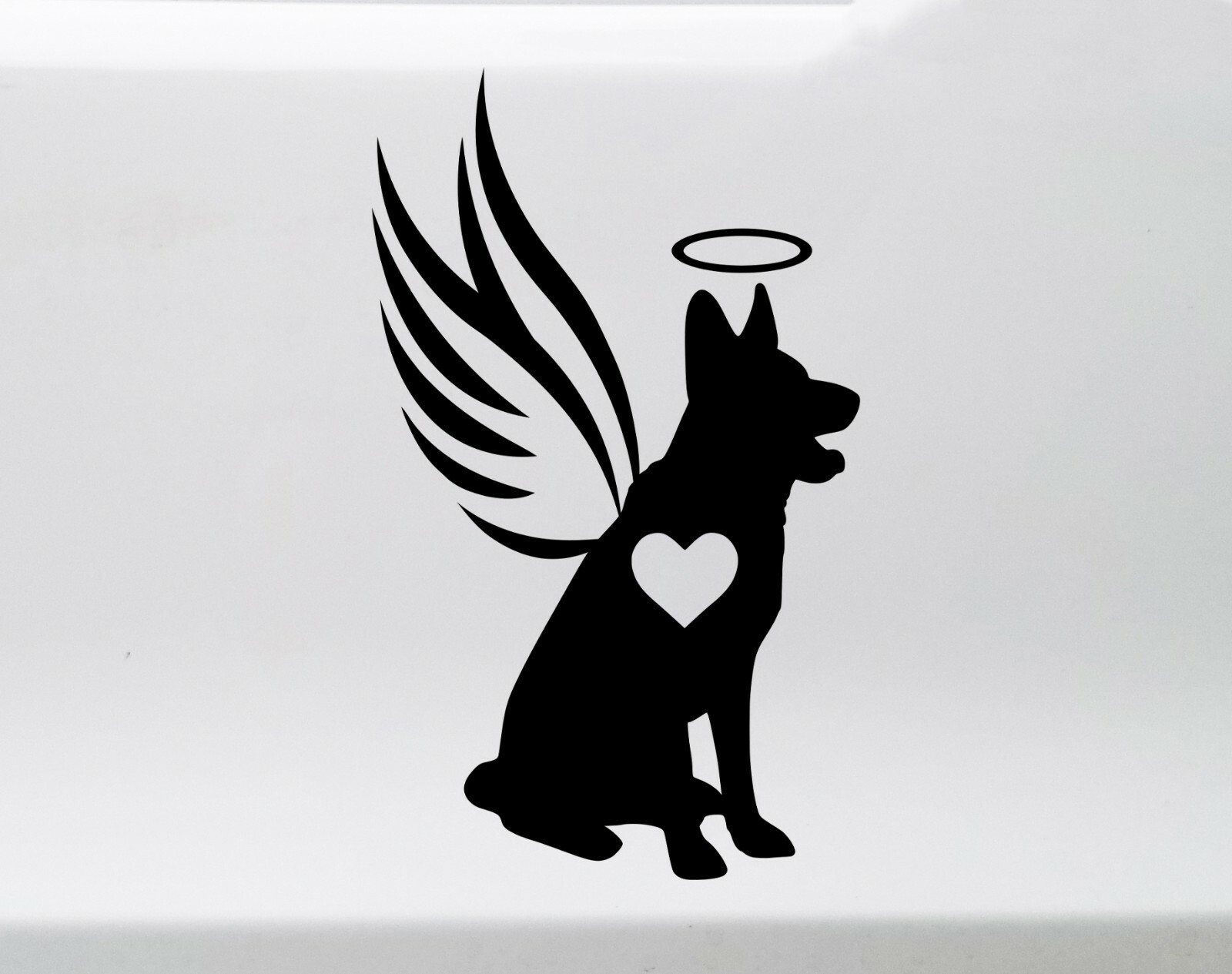 German Shepherd with Wings Halo Heart Vinyl Decal – Dog Puppy GSD – Sticker