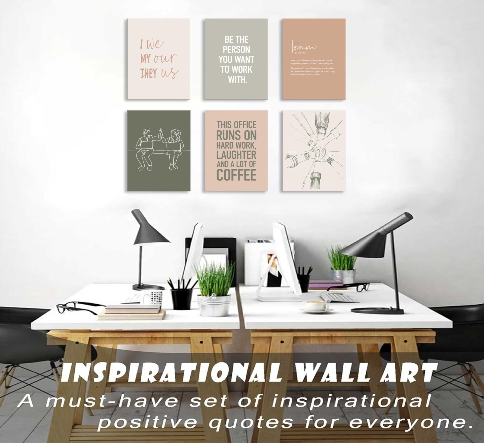 6Pcs Office Inspirational Canvas Wall Art Teamwork Motivationa Paintings Insp…
