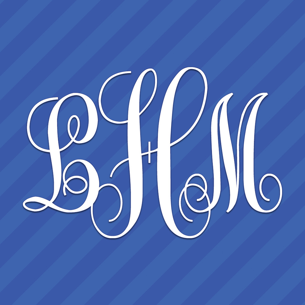 Vine Interlocking Monogram Letters Initials Vinyl Decal Sticker