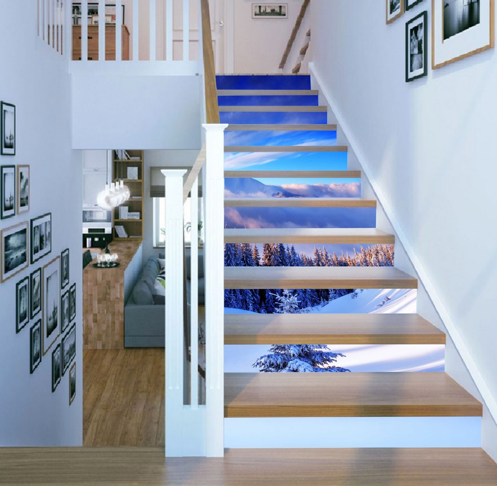 3D Snow Trees AZ1346 Stair Risers Decoration Mural Vinyl Wallpaper Kay