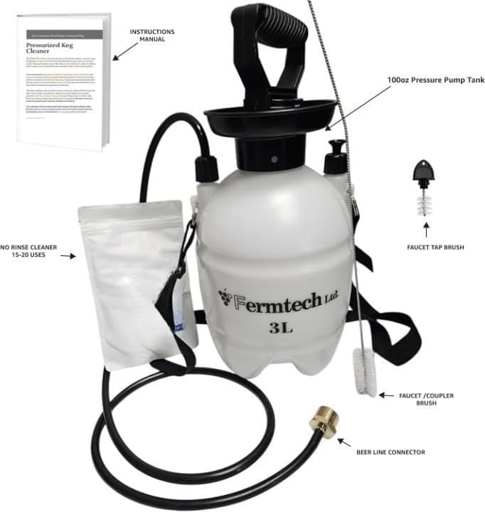Beer Line Standard Beer Draft Keg Cleaning kit with 4oz Beer Line Powder Clea…
