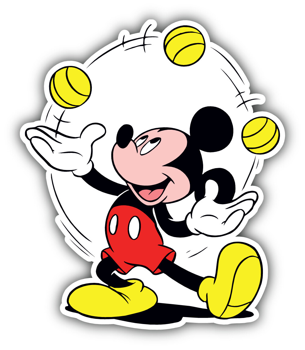 Mickey Mouse Cartoon Juggler Sticker Bumper Decal – "SIZES"