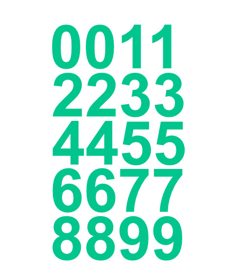 1.5" Inch Premium Mailbox Number Vinyl Decal Sticker Sheet (Teal)