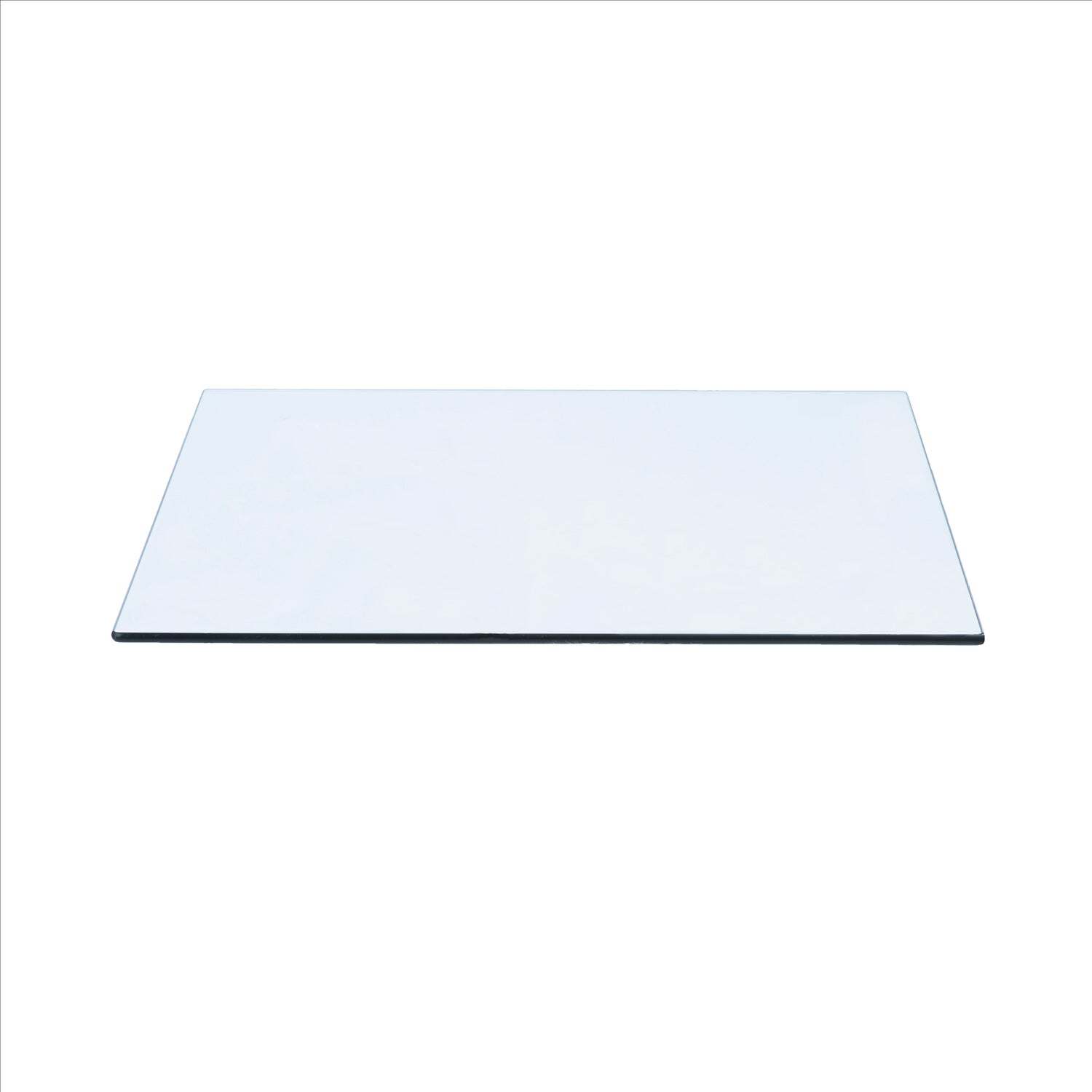 14" x 24" Rectangle Clear Tempered Glass Table Top 3/8" Thick – Flat Polish Edge