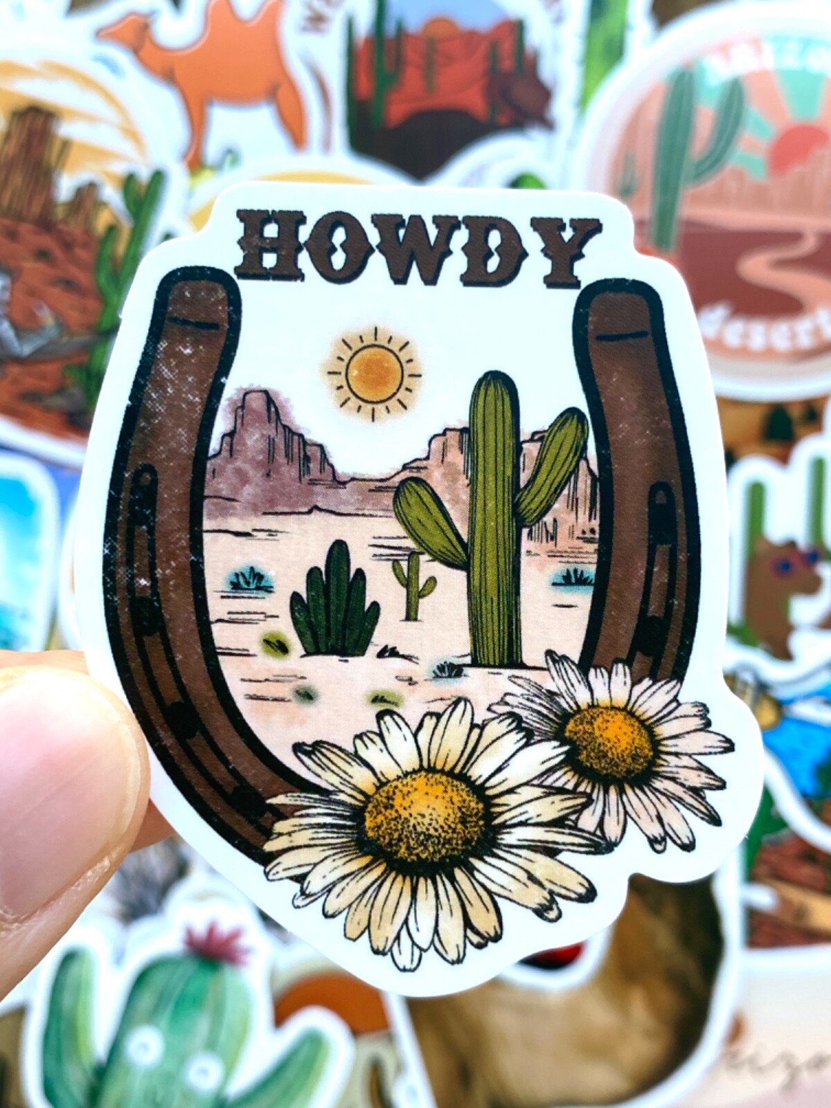 5-50 pcs Cactus Stickers, Retro Travel Arizona Canyon Camel Desert Vinyl Decals