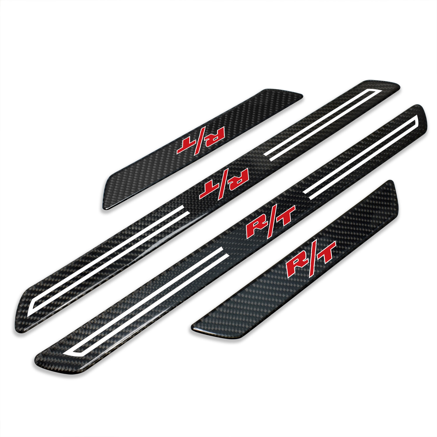 Dodge R/T Logo Real Carbon Fiber 4 Pcs Door Sill Kick Plates