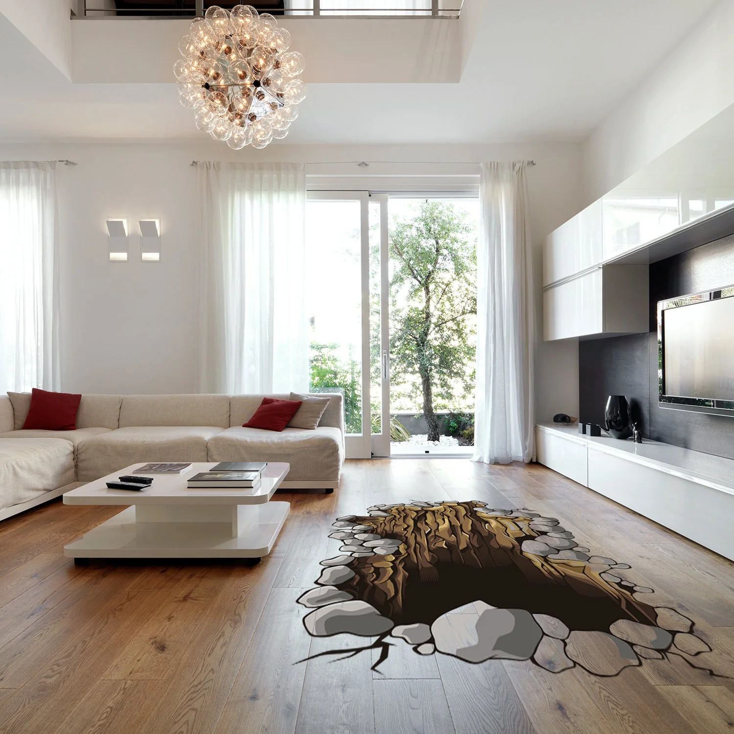 3d Floor Porthole Sticker – Self Adhesive Art Mural Living Room Vinyl Hole