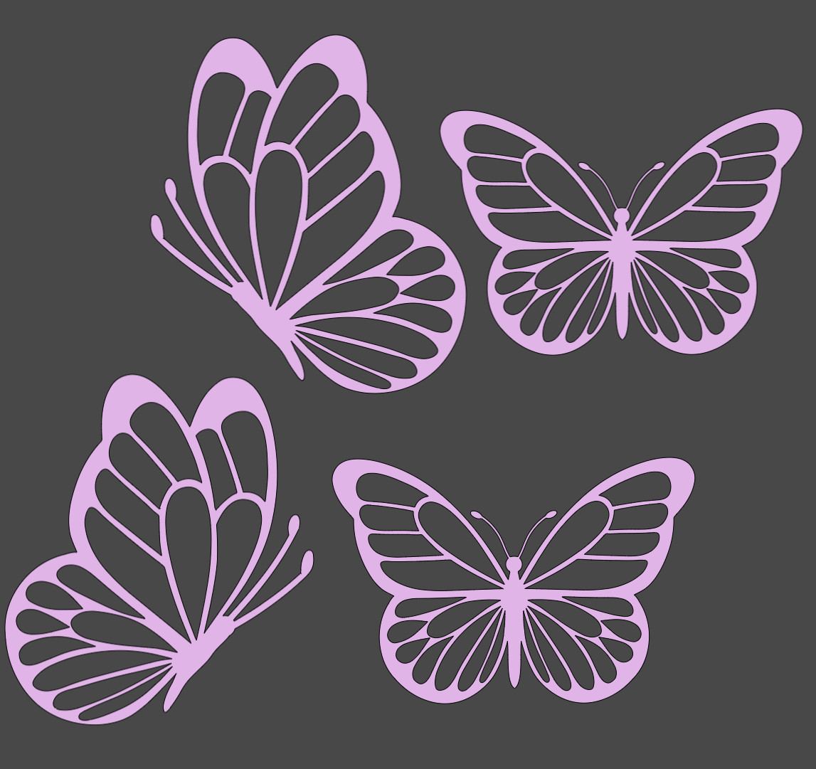 Butterflys decals. Waterproof. Pack Of 4 pieces. WHITE-BLACK- PINK- HOLOGRAPHIC