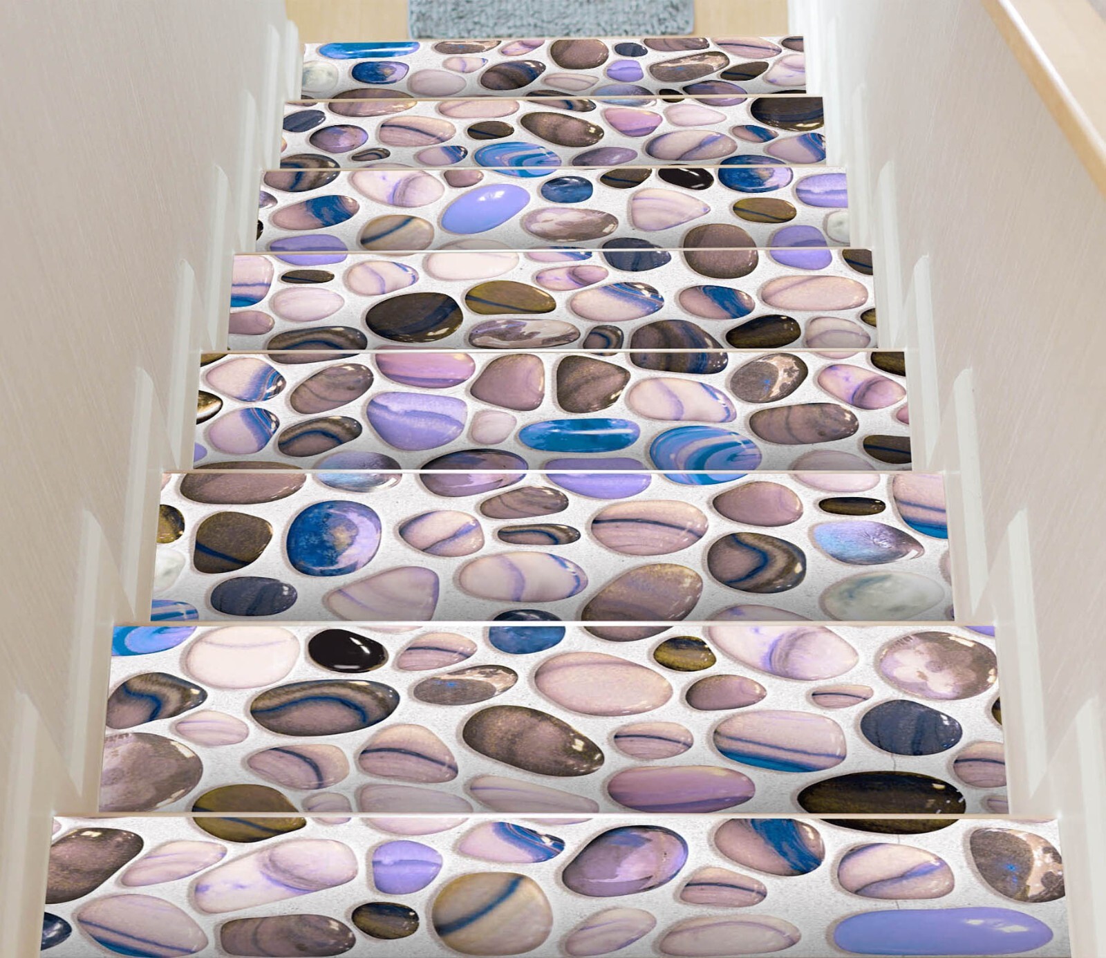 3D Smooth Pebbles U860 Stair Risers Decoration Photo Mural Decal Wallpaper Romy