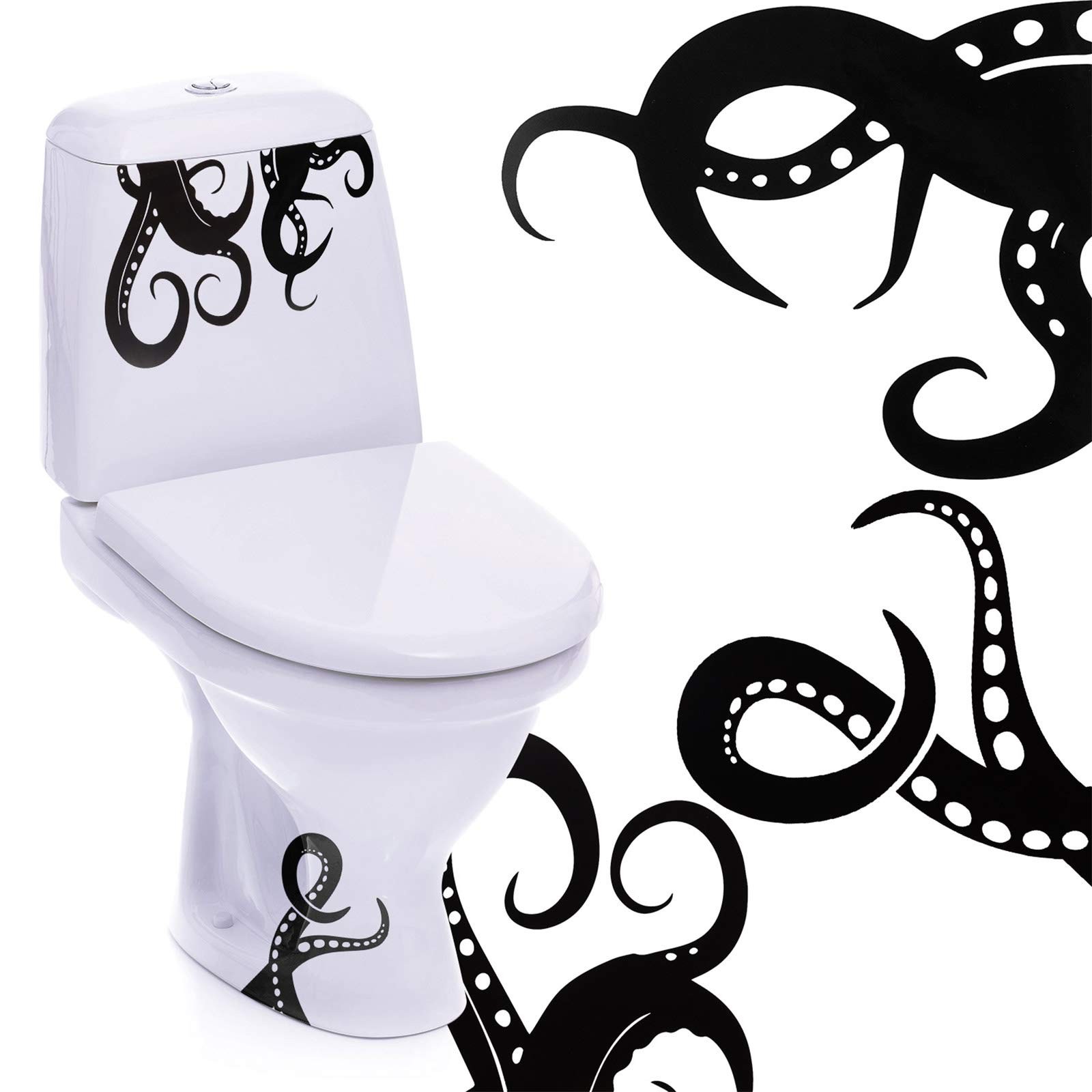 Outus 15 Pieces Kraken Octopus Toilet Tentacles Wall Decals Decor Black
