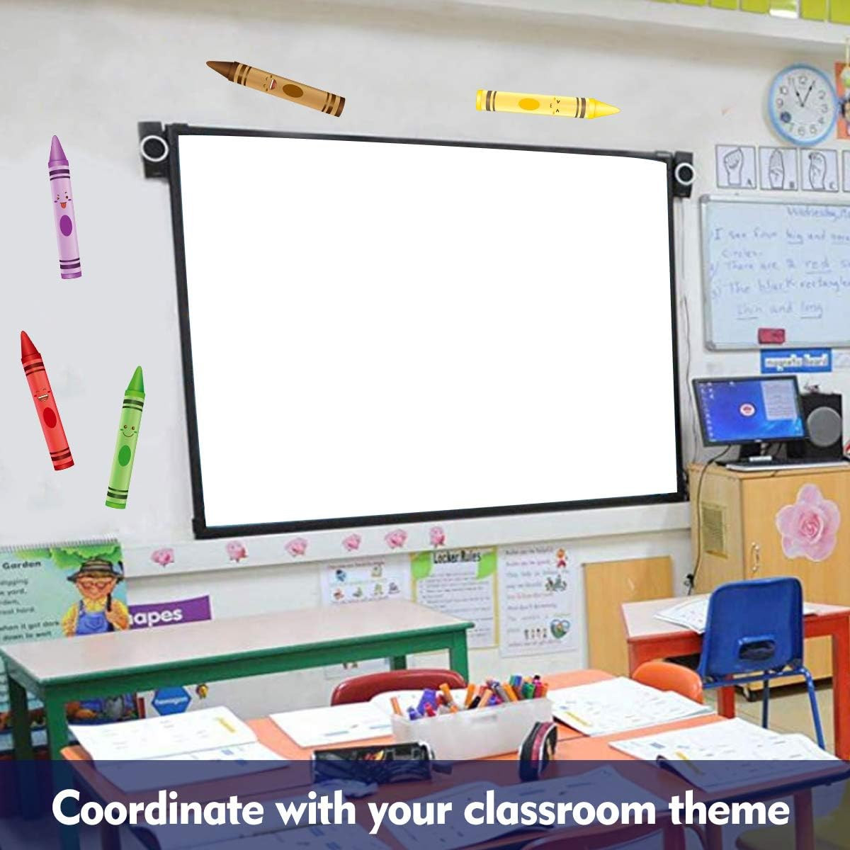 Crayon Wall Decals 10 Color Sticker for Classroom Decoration | Crayon Wall Decor