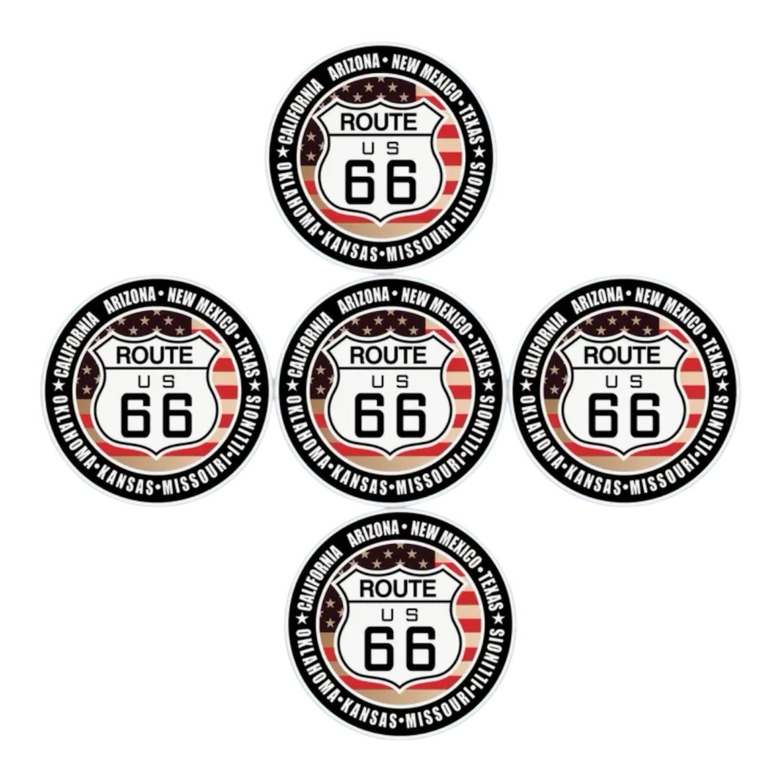 US ROUTE 66 STATES 3” INCH ROUND VINYL DECAL STICKER 1PC