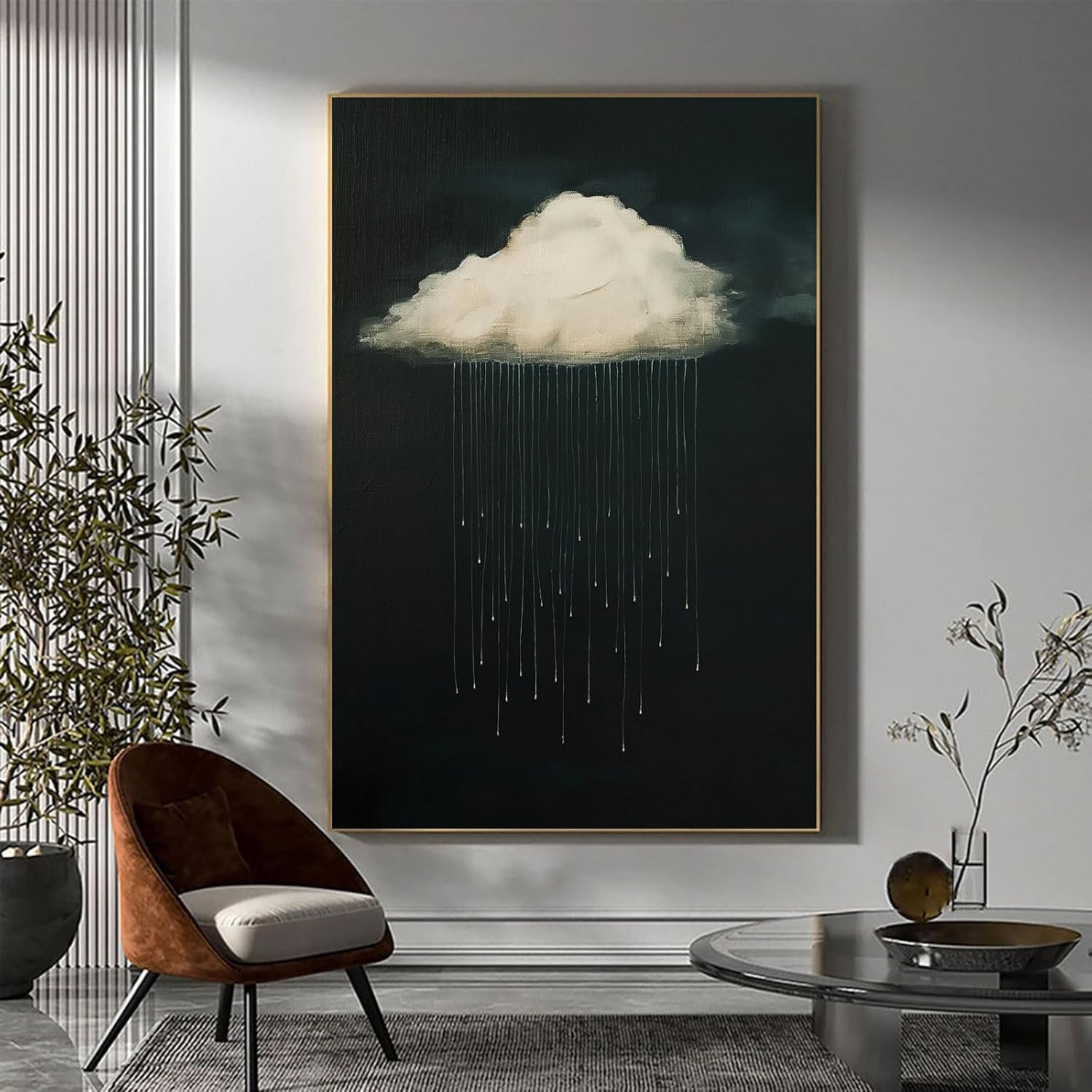 Black and White Cloud Wall Art Vintage Rain Cloud Pictures Dark Clouds Painting